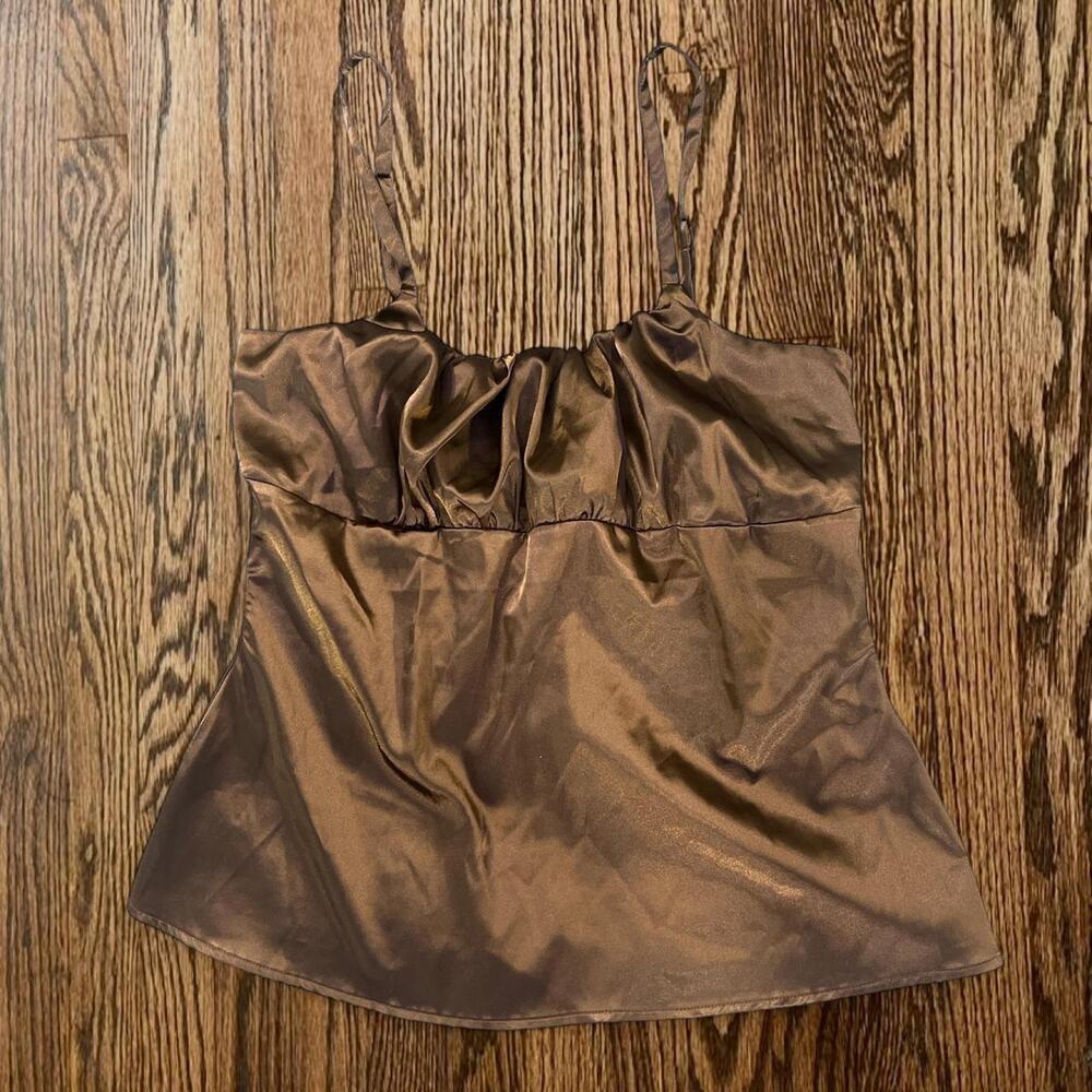 Brown silk cami top cotton